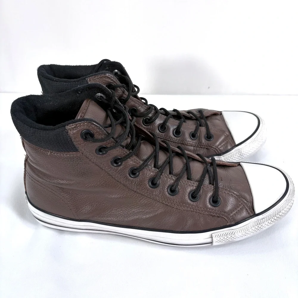 Converse Chuck Taylor All Star Brown Leather High Top Sneakers 162413C Mens 10 - Picture 2 of 11